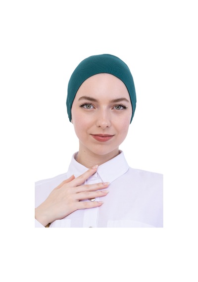 Modish Group Pratik Bone Pamuklu Tesettür İç Bone, Başörtüsü İçin Hazır Viskon Şapka, Namaz Günlük Kullanım İçin Zümrüt