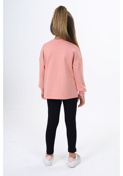 Toontoy Kids Toontoy Kız Çocuk 2'li Takım Baskılı Bisiklet Yaka Sweatshirt & Basic Düz Tayt Mercan Toontoy Kids Toontoy Kız Çocuk 2'li Takım Baskılı Bisiklet Yaka Sweatshirt & Basic Düz Tayt Mercan