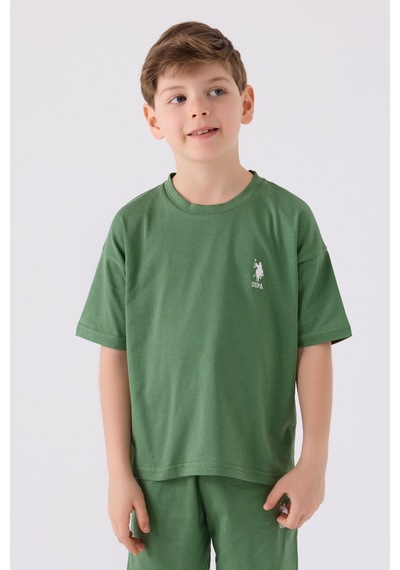 U.S. Polo Assn. Erkek Çocuk Çam Yeşili Bermuda Takımı 5274-43648 Koyu Yeşil
