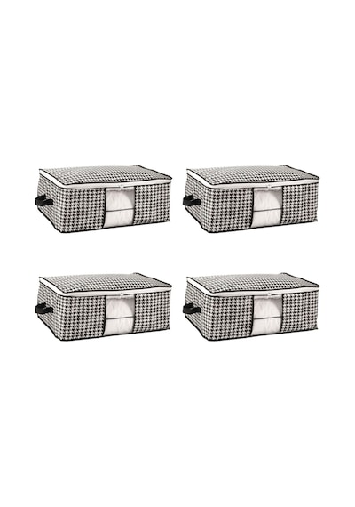 Baza Altı Uyumlu 4 Adet Lüks Pencereli Dolap Hurcu 64x45x22 Cm Siyah