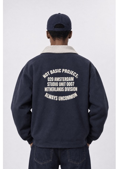 Respire Erkek Not Basic Project Baskılı Oversize Ceket Lacivert