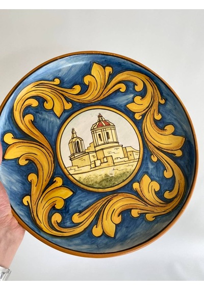 El Yapımı Damgalı Dekoratif Seramik Duvar Tabağı 32Cm