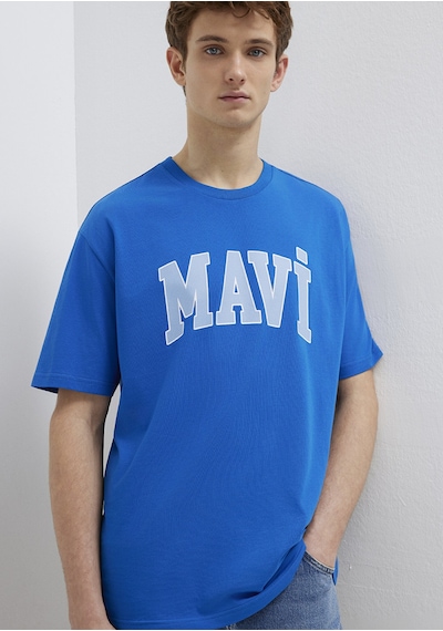 Mavi - Mavi Logo Baskılı Mavi Tişört 0611711-81330 Mavi