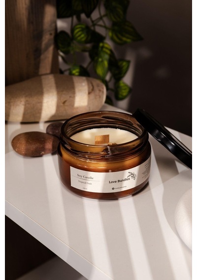 El Yapımı Tropikal Meyve Kokulu %100 Soya Wax Mumu 230ml-3185