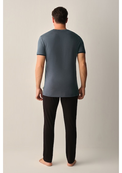 Suwen Sheldon Erkek Modal Pijama Takımı Sh26704660325 Siyah