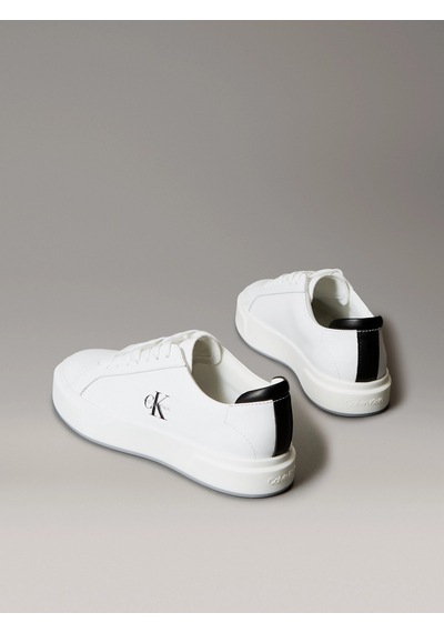 Calvin Klein Basket Cupsole Bağcıklı Deri Çok Renkli Kadın Beyaz Sneaker Yw0yw01945-01w Beyaz