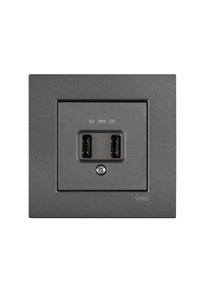 Viko Novella Füme Usb Şarj Prizi 5v 2a Çerçeveli