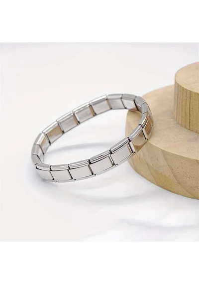 Çelik Bileklik İtalyan Charm Yazısız Model Unisex Erkek Kadın 3 Mm 18 Cm Gümüş Silver Gümüş