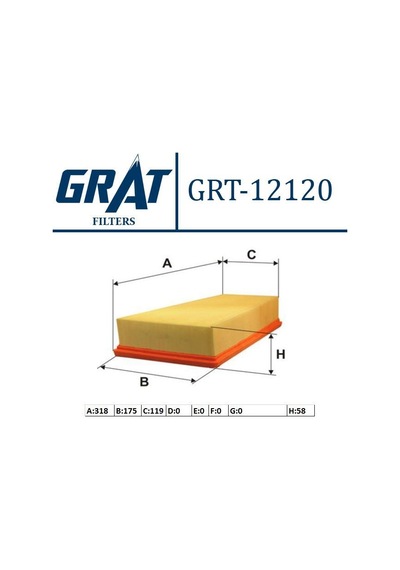 GRAT 12120 HAVA FİLTRESİ 306 97-02 / XSARA 97-02 1.8 16V 2.0 16V