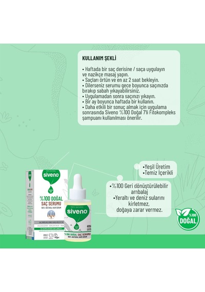 Siveno %100 Doğal Saç Bakım Serumu 30 Ml
