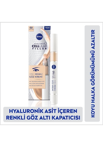 Nivea Hyaluron Cellular Filler 3 in 1 Renkli Göz Kremi 02 Orta Ton 4 ML
