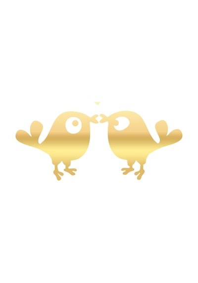 Sevimli Kuşlar Araba Sticker 17x17 Cm Gold