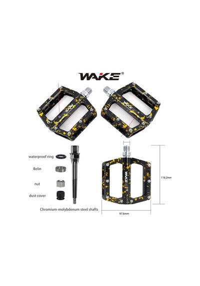 Wake Alüminyum Rulmanlı Siyah / Mavi Kamuflaj Desenli Pedal