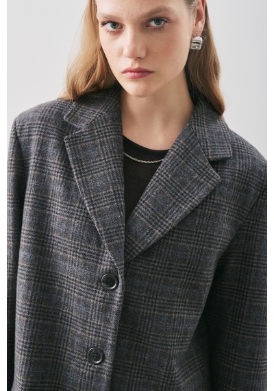 Manuka Norrıs Yün Blazer Ceket Grey Check Aw25ckt00013-9872 Grey Check
