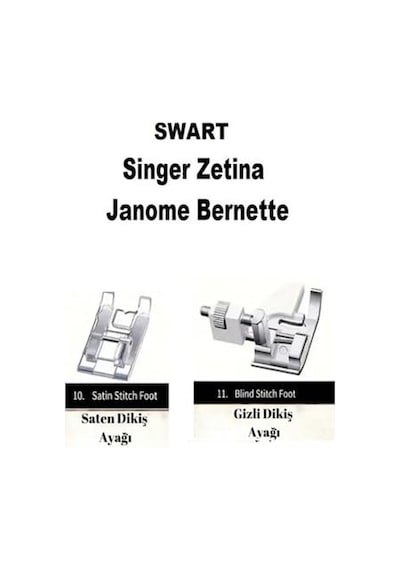 11 Parça Ev Tipi Aile Dikiş Makinesi Ayak Seti Singer Janome Pfaff Zetina