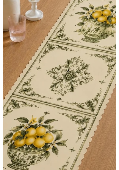 Vivanni Home Yıkanabilir Dikdörtgen Runner Günlük Kullanıma Uygun, Pratik Ve Uzun Ömürlü Limon Beyaz