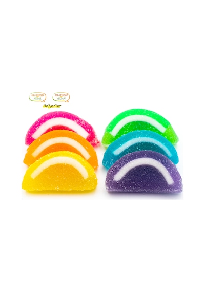 Doğanlar Gıda Renkli Dilimi Jöle Şekerleme Jelatinsiz Doğal Helal Vegan Glutensiz 1 KG