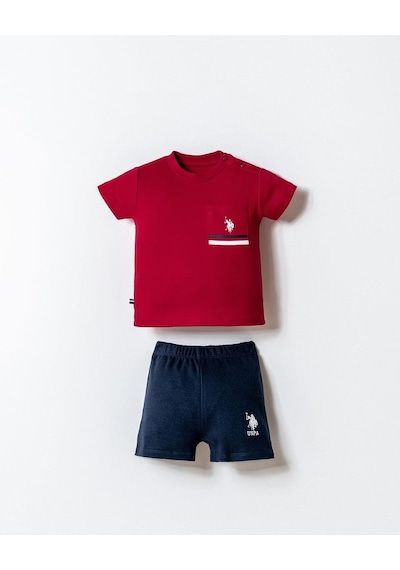 U.S. Polo Assn. U.s. Polo Assn Erkek Bebek 2 Li Şort T-şhirt Takım Kırmızı-2251 Kırmızı