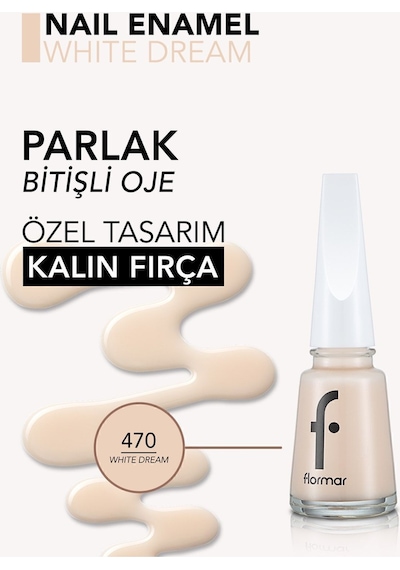Flormar Nail Enamel Yüksek Pigmentli & Parlak Bitişli Oje Fne-470 Whıte Dream