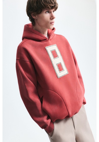 Vamos Numara Baskılı Oversize Sweatshirt Kırmızı