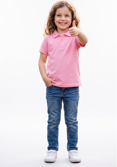 Nacar Store Unisex Çocuk Polo Yaka Kısa Kollu Lakost Tişört Okula Dönüş Pembe