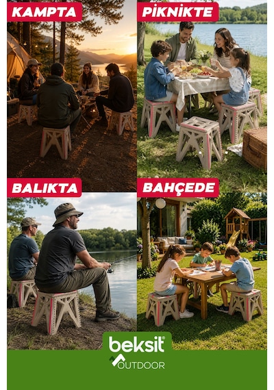 Outdoor Herkül M Katlanır Reflektörlü Tabure Kum Beji Bej Bej