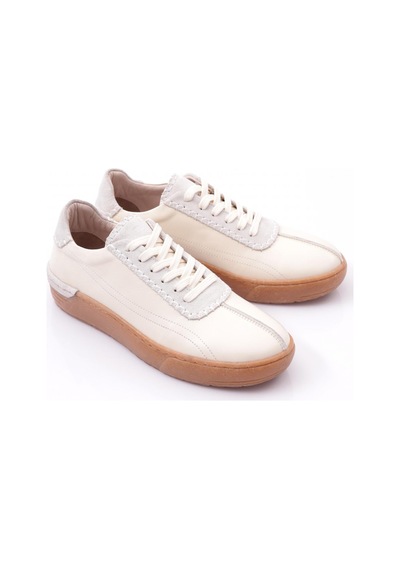 Dgn 34610 Kadın Bağcikli Sneaker Ayakkabi Kırık Beyaz Süet