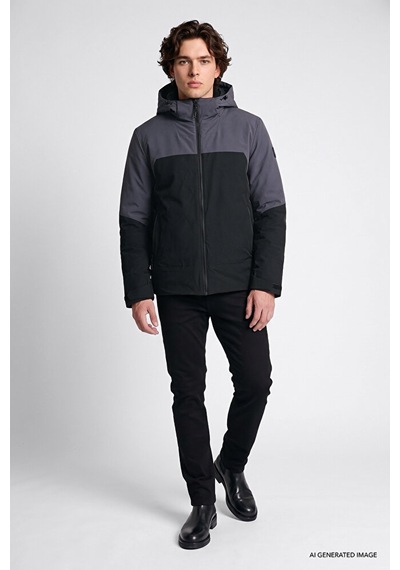 Lee Relaxed Fit Rahat Kesim Kapüşonlu Cepli Şişme Puffer Mont Gri