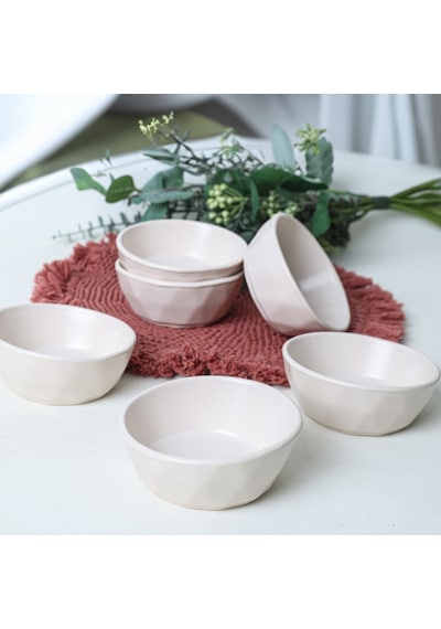 Keramika Mat Krem Kristal Çerezlik / Sosluk 12 Cm 6 Adet 950