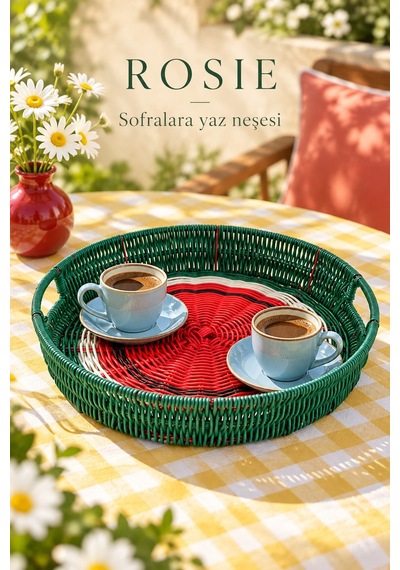 Rosıe Karpuz Desenli Yuvarlak Servis Tepsisi 32 Cm Karışık