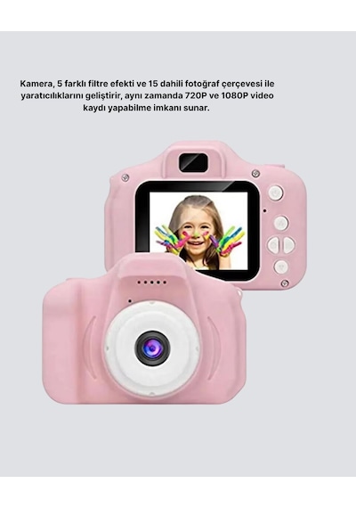 8 Megapiksel Mini Çocuk Kamerası Hd Ekranlı Darbeye Dayanıklı Ve Şarjlı Diğer