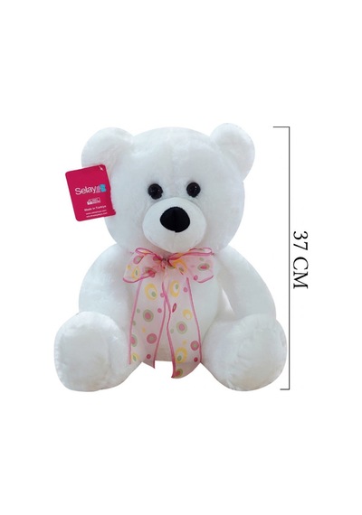 1178B Selay Oturan Ayı 37 Cm Beyaz