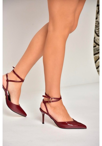 Fox Shoes U654078108 Bordo Rugan İnce Topuklu Kadın Ayakkabı Bordo