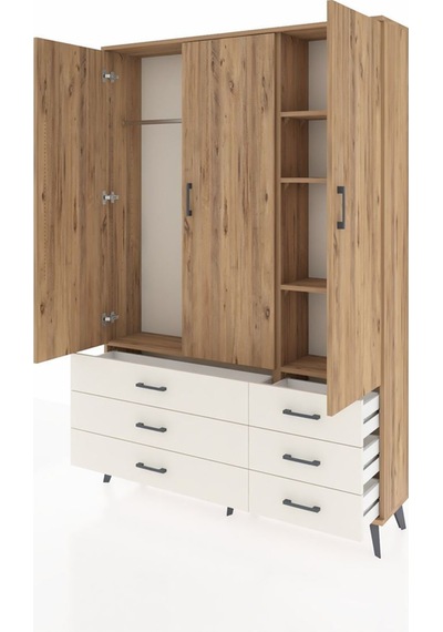Arges Dolap 5 Raflı 6 Çekmeceli Tek Askılı 132x30x195 Çam-çam/aytaşı Atlas Çam/aytası Arges Dolap 5 Raflı 6 Çekmeceli Tek Askılı 132x30x195 Çam-çam/aytaşı Atlas Çam/aytası
