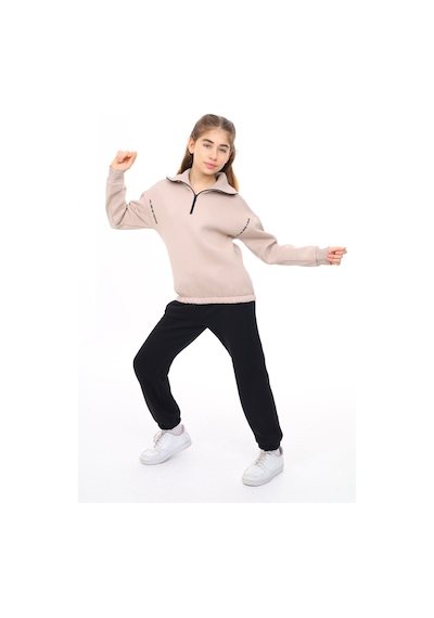 Toontoy Kids Toontoy Kız Çocuk 2'li Takım Baskılı Balıkçı Yaka Fermuarlı Sweatshirt & Beli Paçası Lastikli Cepli Jogger Eşofman Altı - Renk Bloklu 3 İplik Şardonlu Bej Toontoy Kids Toontoy Kız Çocuk 2'li Takım Baskılı Balıkçı Yaka Fermuarlı Sweatshirt & Beli Paçası Lastikli Cepli Jogger Eşofman Altı - Renk Bloklu 3 İplik Şardonlu Bej