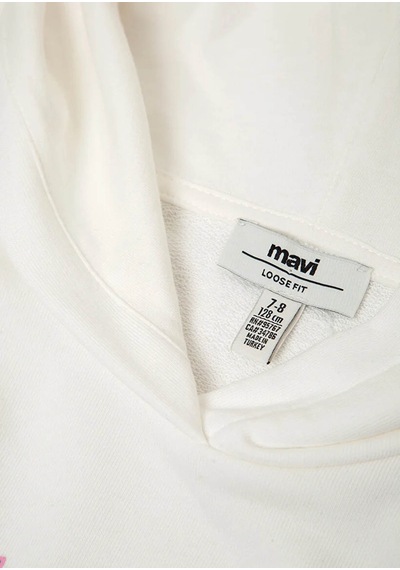 Mavi Logo Baskılı Kapüşonlu Ekru Kız Çocuk Sweatshirt M7s10179-70057