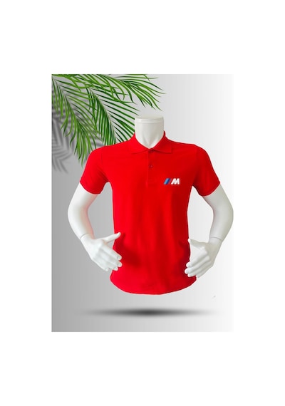 Dafri Spor Araba Severlerin Vazgeçilmezi Pamuklu Polo Yaka T-shirt Kırmızı