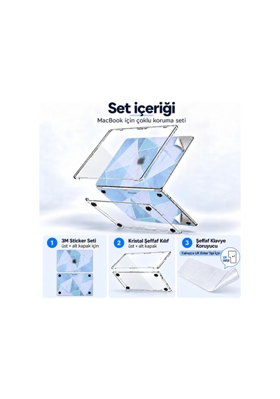 Macbook Pro M1-m2 Kılıf A2338 İle Uyumlu Koruyucu Sticker Laptop Kaplama Marble14 Gri Belirtilmemiş