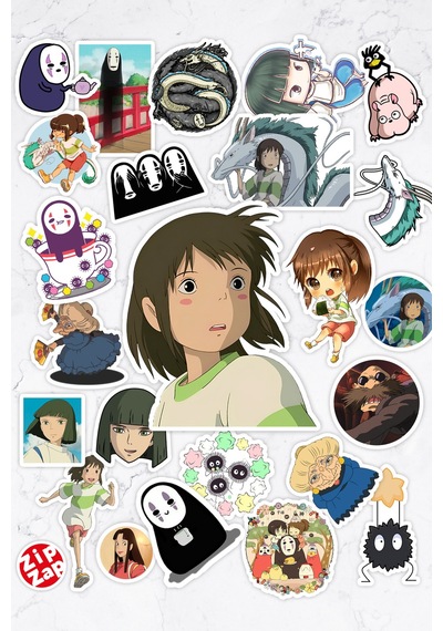 Spirited Away Ruhların Kaçışı Anime Telefon Laptop Yapışkanlı Folyo Sticker Paketi 24 Adet Çok Renkli