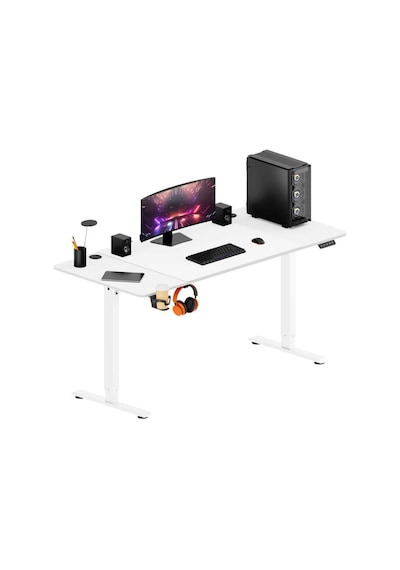 Adore Gaming Elevator-x Yükseklik Ayarlı Oyuncu Masası - Beyaz 160x72-117x75 Cm Beyaz