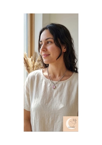 Lunarie Pembe Kalp Yıldız Detaylı Gümüş Renk Kolye