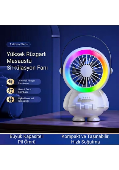 Coofbe Taşınabilir 1500mah Şarjlı 3kademe Hız Ayarlı Taşınabilir El Vantilatörü Fan Ve Gece Lambası