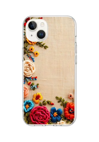 iPhone 13/14 Uyumlu İşlemeli İğne Oyası Baskılı Silikon Kılıf Renkli