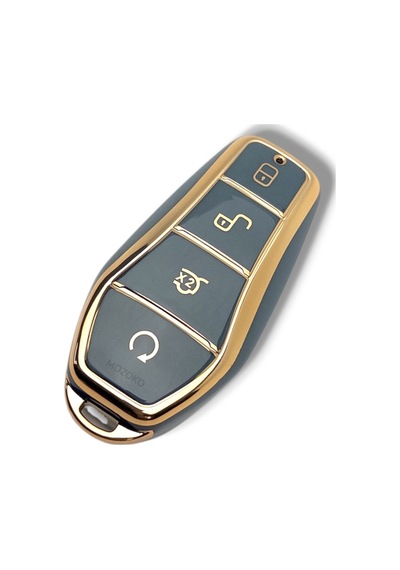 Byd Atto 3 Dolphin Seal Uyumlu Anahtar Kumanda Koruma Kılıfı Antrasit Gold Çerçeveli Lüks Sert Kasa Koruyucu