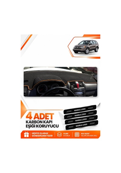 Honda Cr-v 2007-2012 Uyumlu Ön Torpido Koruma Kılıfı Halısı Örtüsü - Siyah Kahverengi