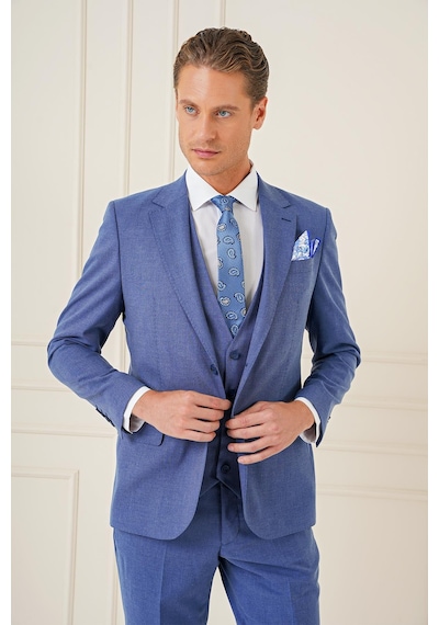 Efor Tk 903 Slim Fit İndigo-mavi Klasik Takım Elbise İndigo