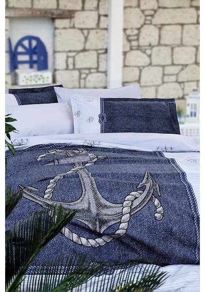 Özdilek Anchor Denim Tek Kişilik Nevresim Takımı Gri (Çapalı)