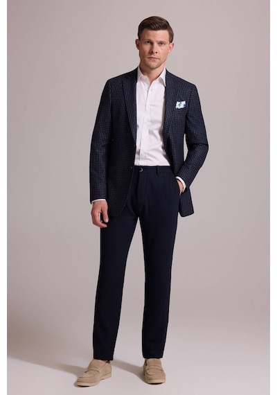 Erkek Lacivert Regular Fit Mono Yaka %100 Yün Ceket
