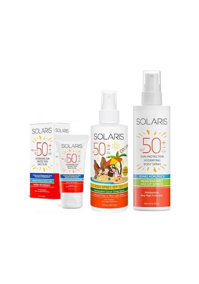 Solaris Günlük Nemlendirici Yüz Güneş Kremi SPF50+ 50 ML + Nemlendirici Çocuk Güneş Spreyi SPF ML + Güneş Güneş Kremleri