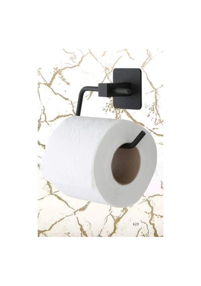 Modern Yapışkanlı Wc Tuvalet Kağıt Tutucusu Kare Siyah Paslanmaz Tutucu